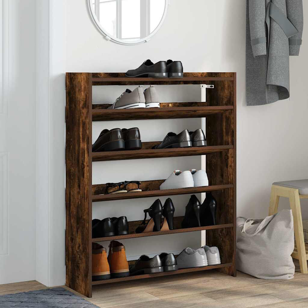 17 Stories 18 Pair Shoe Rack Smoked Oak 18