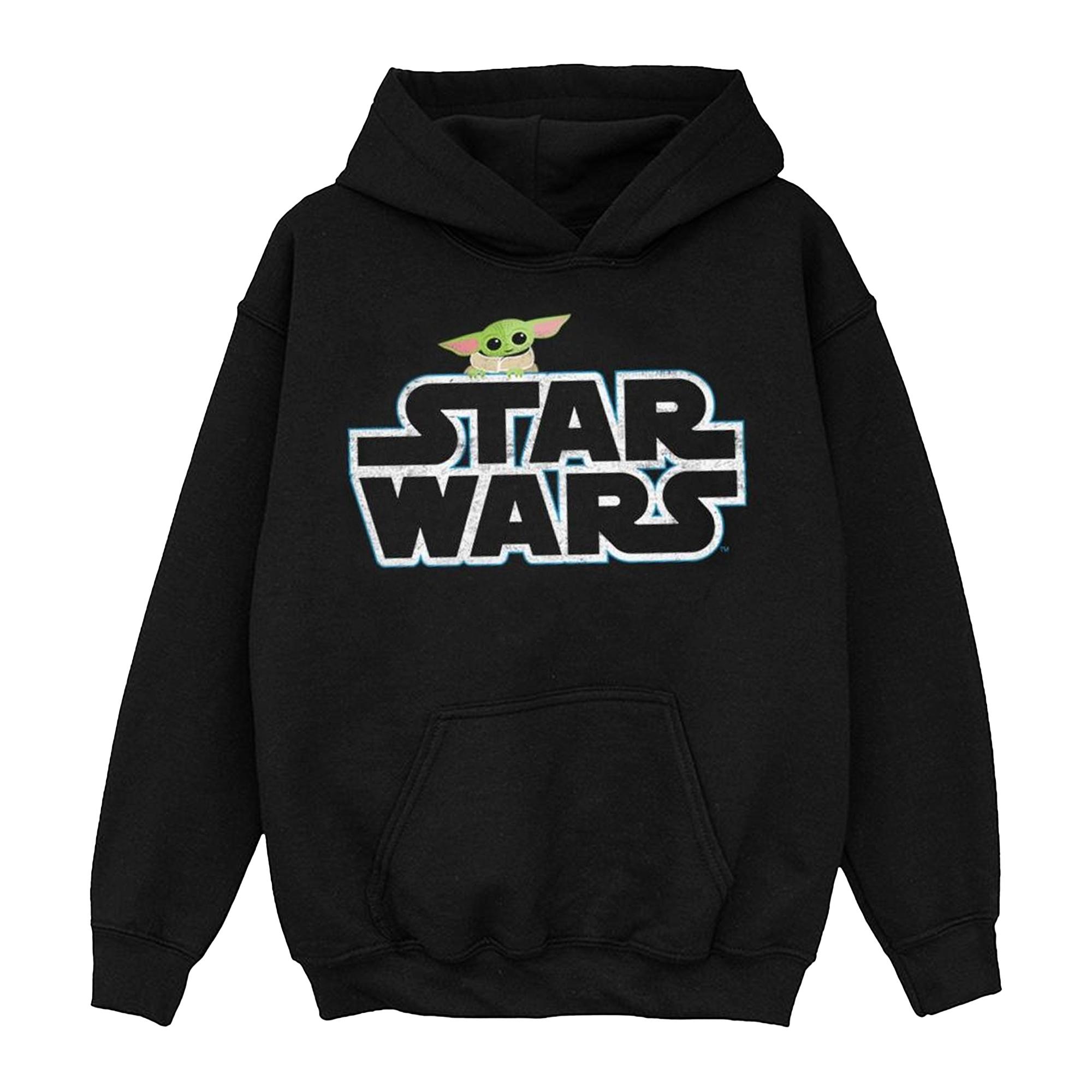 Star Wars Meisjes The Mandalorian The Child Logo Hoodie (Zwart)
