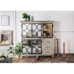 Highboard Mango 150x45x160 grau lackiert HERMITAGE #015