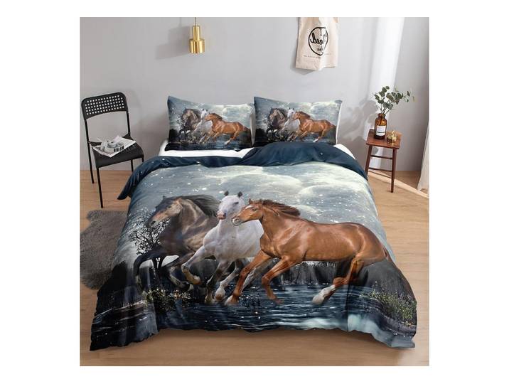 LuxusKollektion Kinderbettwäsche Bettwäsche-Set Pferd 135x200cm 80x80cm