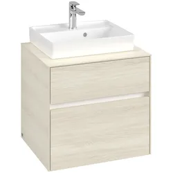 Villeroy & Boch Waschbeckenunterschrank Collaro, Eckig White Oak, 600x548x500mm, 1 Waschbecken, mittige Position, 2 Auszüge mit Antirutsch-Boden