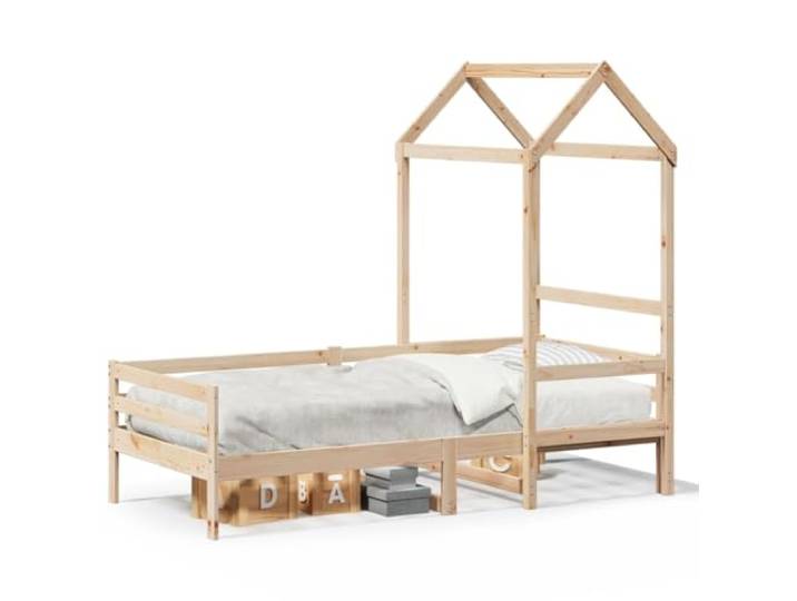 PUGYNBK Schlafsofa aus Massivholz, Kiefernholz, 80 x 200 cm 3-seitige Geländer, aufklappbares Dach, Aufbewahrung unter dem Lattenrost