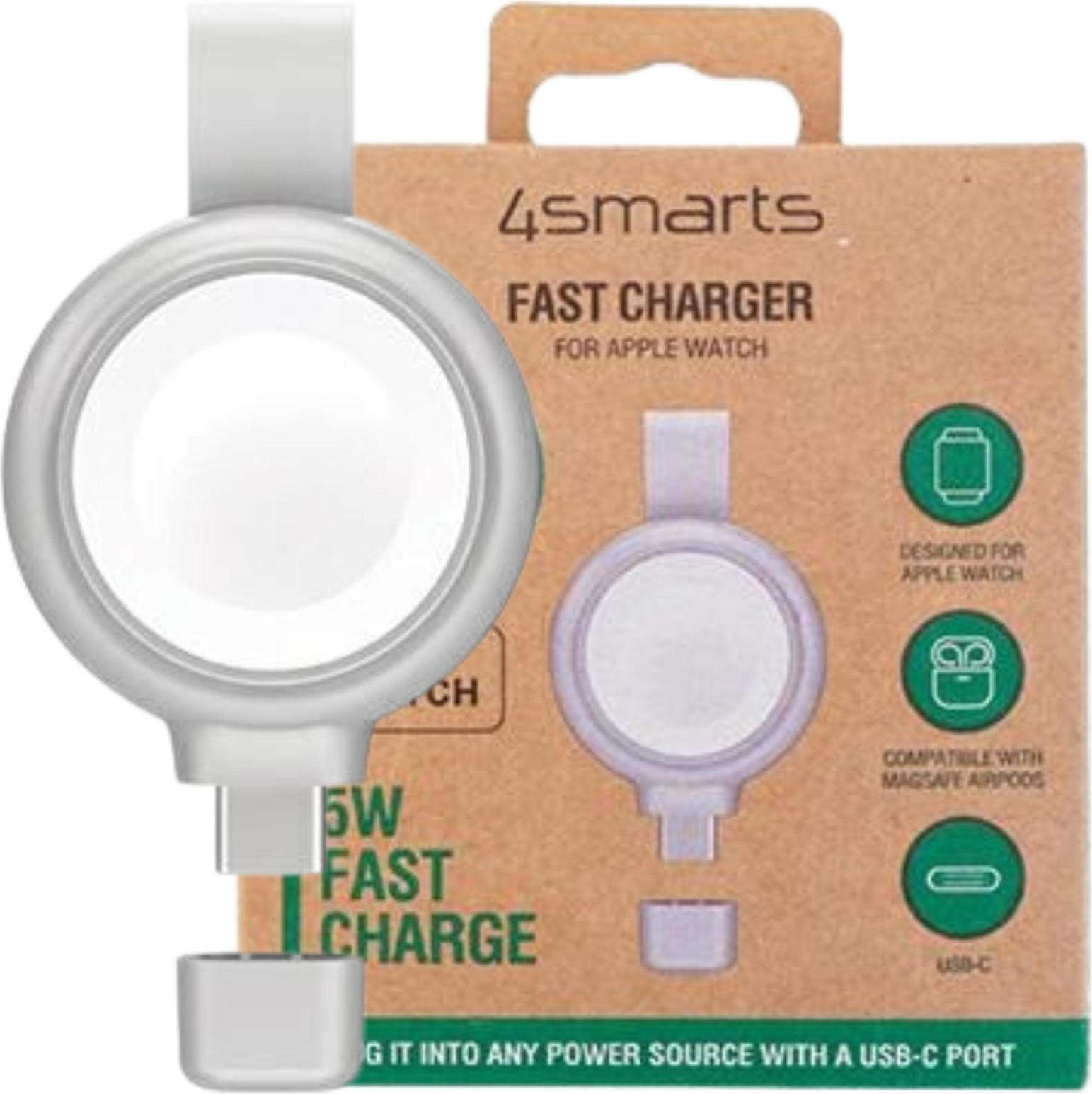 4smarts MFi snellader voor Apple Watch, zilver