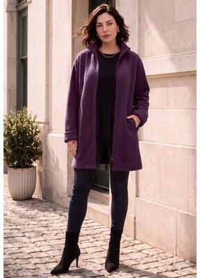 Plus Size Women's Plus Size Fleece Driving Coat by Roaman's in Dark Berry (Size 18/20)