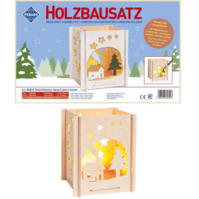 PEBARO 848/2 - Holzbausatz Laterne Haus, 5 Teile, Holzkonstruktion zum Zusammenstecken