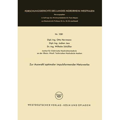 Zur Auswahl optimaler impulsformender Netzwerke, Taschenbuch von Otto Herrmann, VS Verlag für Sozialwissenschaften, 978-3-663-04158-0