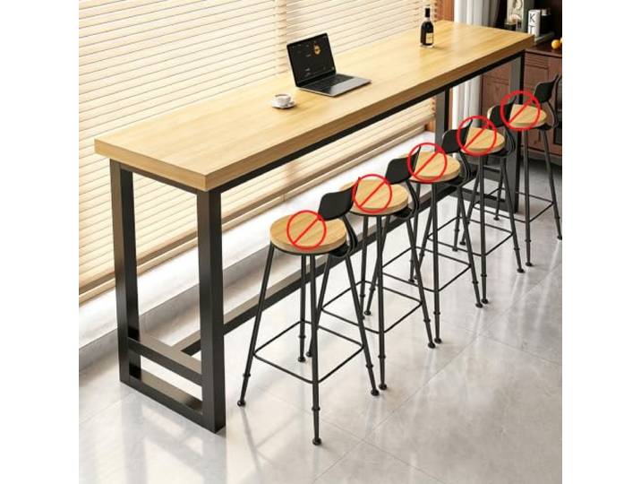 Bartisch Massivholz Schmaler Stehtisch mit Metallgestell für Küche Café Massivholzplatte mit stabilem Metallgestell, schmaler Bartisch für Küche, Café und Wohnzimmer, platzsparendes Design