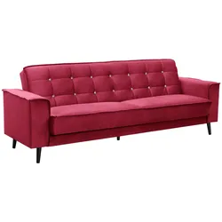 SOFA 3-Sitzer mit Bettfunktion Kaycee Samtvelours rot