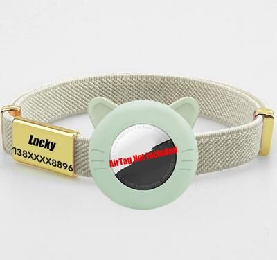 Uplifted Finds Guardian Link AirTag Tracker & Custom Collar khaki Case Tag
