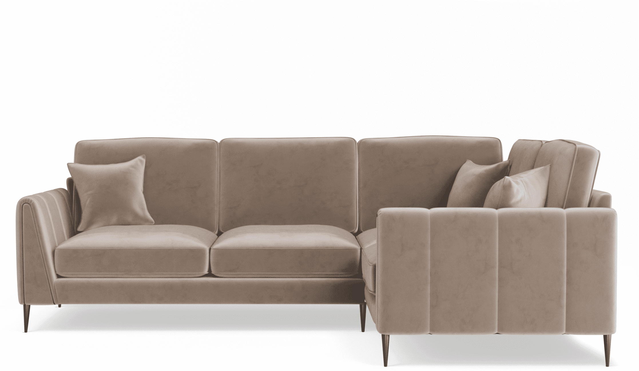 Alaina Mink Velvet Right Hand Facing Corner Sofa with Black Legs