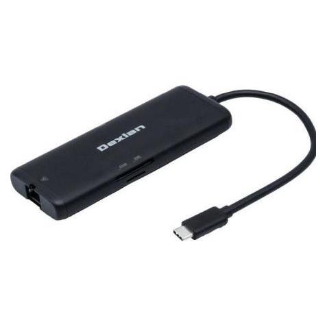 Dexlan USB-C to HDMI2.0(4K/60Hz)+2USB3.0+RJ4 5 +SDcard+PD3.0(100W) (USB-C, 6 Ports) (310747)