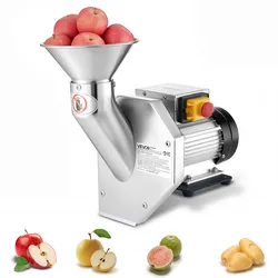VEVOR Obstmühle für Äpfel Elektrisch 550 W, Obsthäcksler Edelstahl SUS304, Verarbeitet Ganze Äpfel bis zu 70 mm Durchmesser, 60 kg/h Obstzerkleinerer für Birnen Ananas Guaven Karotten Kartoffeln