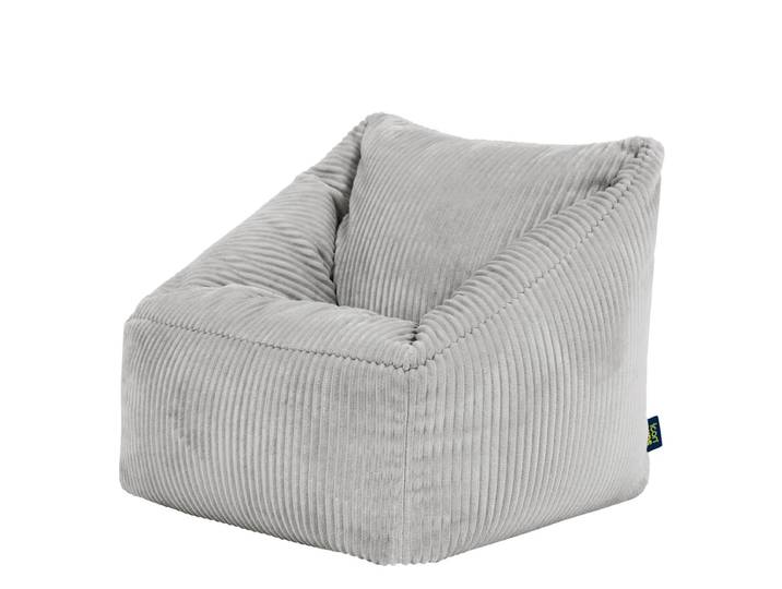 Icon Pouf fauteuil enfant en velours côtelé Oeko-Tex® - NATALIA Gris Clair