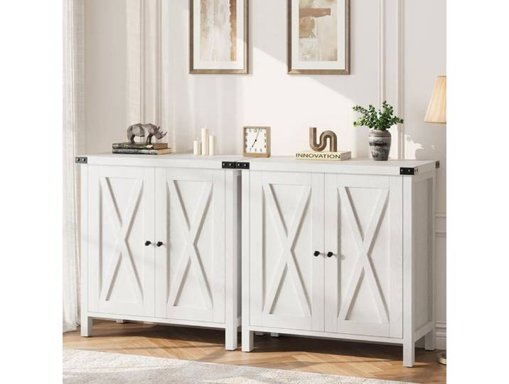 Lot 2 petits meubles rangement ferme 2 portes étagères réglables blanc