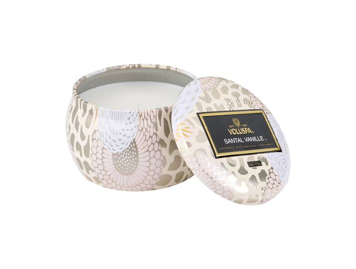 Voluspa Bougie décorative étain 25 heures Santal Vanille