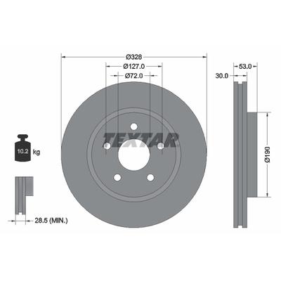 TEXTAR Bremsscheibe PRO+ 92184505 328mm 30mm für JEEP