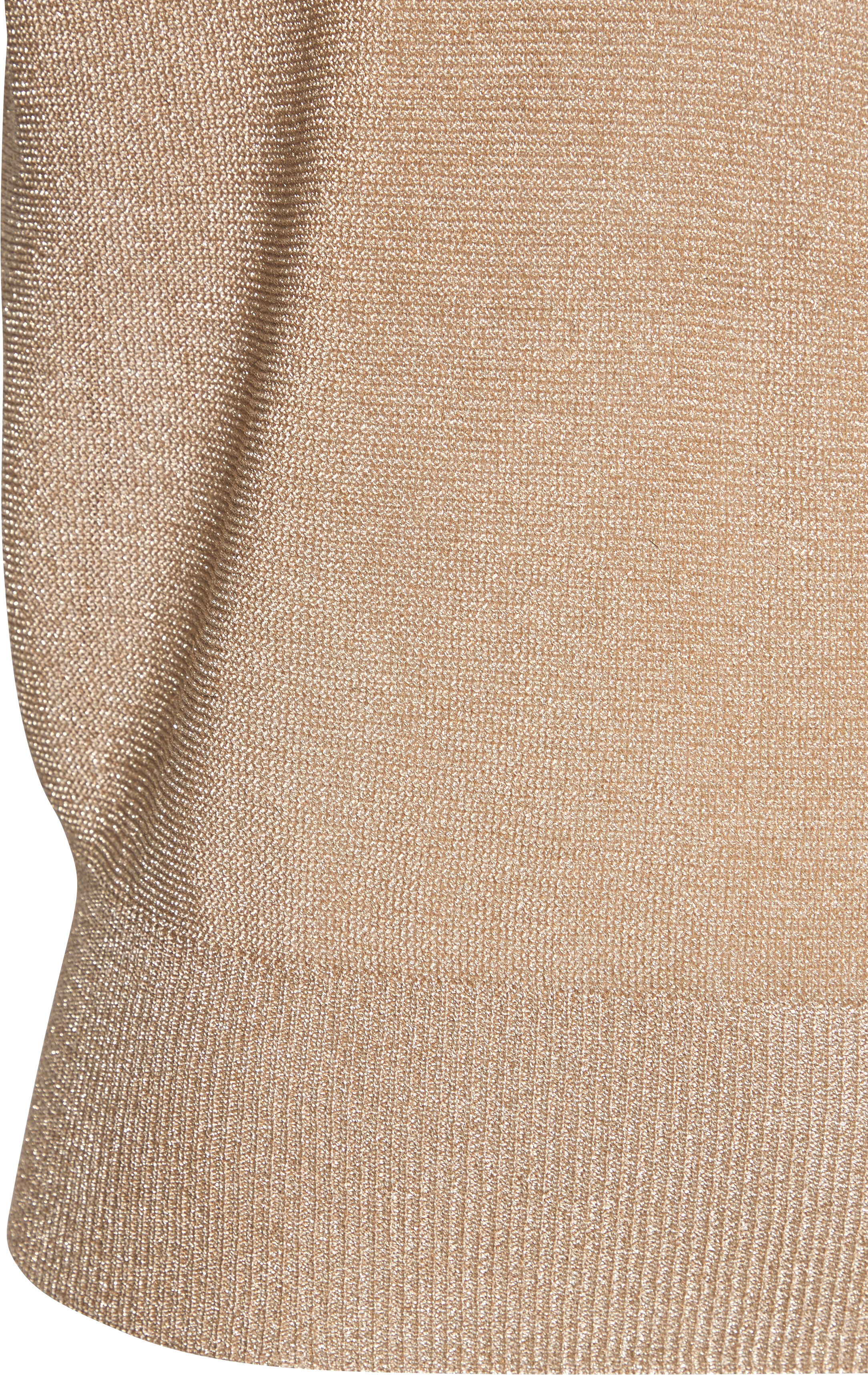 Kurzarmpullover LASCANA "aus Glitzergarn mit Gliederketten-Detail", Damen, Gr. 36/38, beige (sand, goldfarben), Glitzergarne, Obermaterial: 70% Polyester, 30% Polyamid, Glanzfaden, figurumspielend taillenlang, Rundhals, Pullover Kurzarmpullover, Elegantes