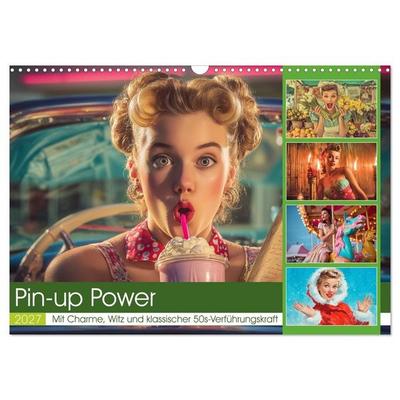 Pin-up Power (Wandkalender 2027 DIN A3 quer), CALVENDO Monatskalender