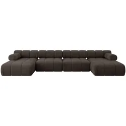 WOHNLANDSCHAFT modulares Sofa Tesso-U2 - 380x160x70 cm Braun Velours