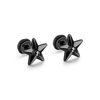 Paar Ohrstecker FIRETTI "Schmuck Geschenk Ohrschmuck Fake Plug Star", grau (schwarz, edelstahlfarben), Ohrringe, Damen, 6,3mm, Edelstahl