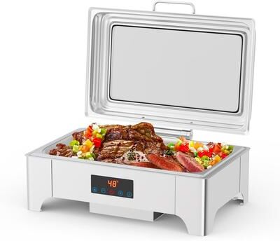Garvee 9 QT Full Size Electric Chafing Dish, Food Warmer with Temperature Control, Silver