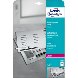 Avery, Etiketten, Zweckform Folie für Laserdrucker A4 transparent 25 Blatt