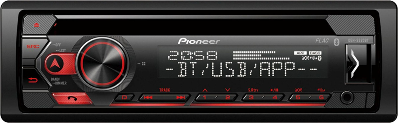 Pioneer DEH-S320BT Autoradio, Zwart, 1 DIN, 200 W, 4 kanalen, 50 W per kanaal, CD, CD-R, CD-RW