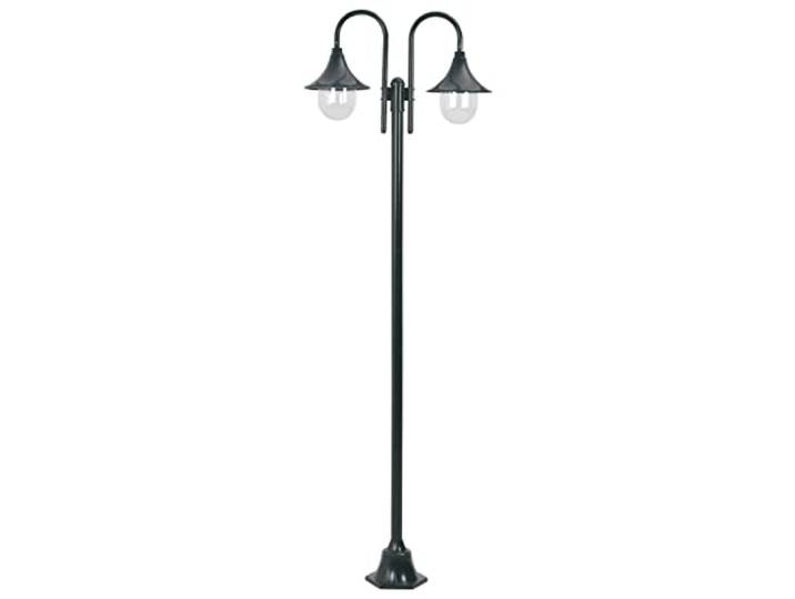vidaXL Lampadaire de jardin E27 220cm Aluminium 2 lanternes Vert foncé