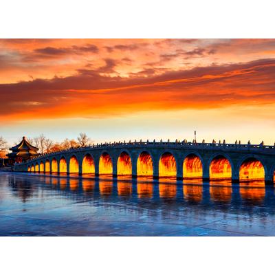 Fototapete PAPERMOON "Beijing Summer Palace Bridge", bunt, B:5m L:2,8m, Vlies, Tapeten