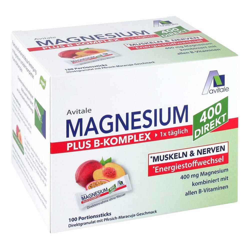 Avitale GmbH Magnesium 400 + B-Komplex Direktsticks Pfirsich-Maracuja 18769327