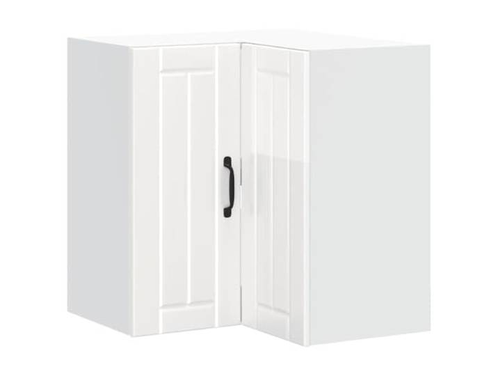 KGHFDVB Eckhängeschrank Lucca 57 x 57 x 60 cm Holzwerkstoff Hochglanz-Weiß Holzwerkstoff mit glatter Oberfläche, platzsparend für die Küchenecke, 70 kg Tragfähigkeit, Türen hinter denen Geräte