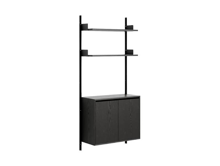 Modulares Design Wandregal „New Works 1900 Cabinet High“ Eschenholz / Schwarz
