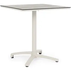 Garten-Bistrotisch Claret - Aluminium Cremeweiß, HPL Grau, 70 x 70 cm