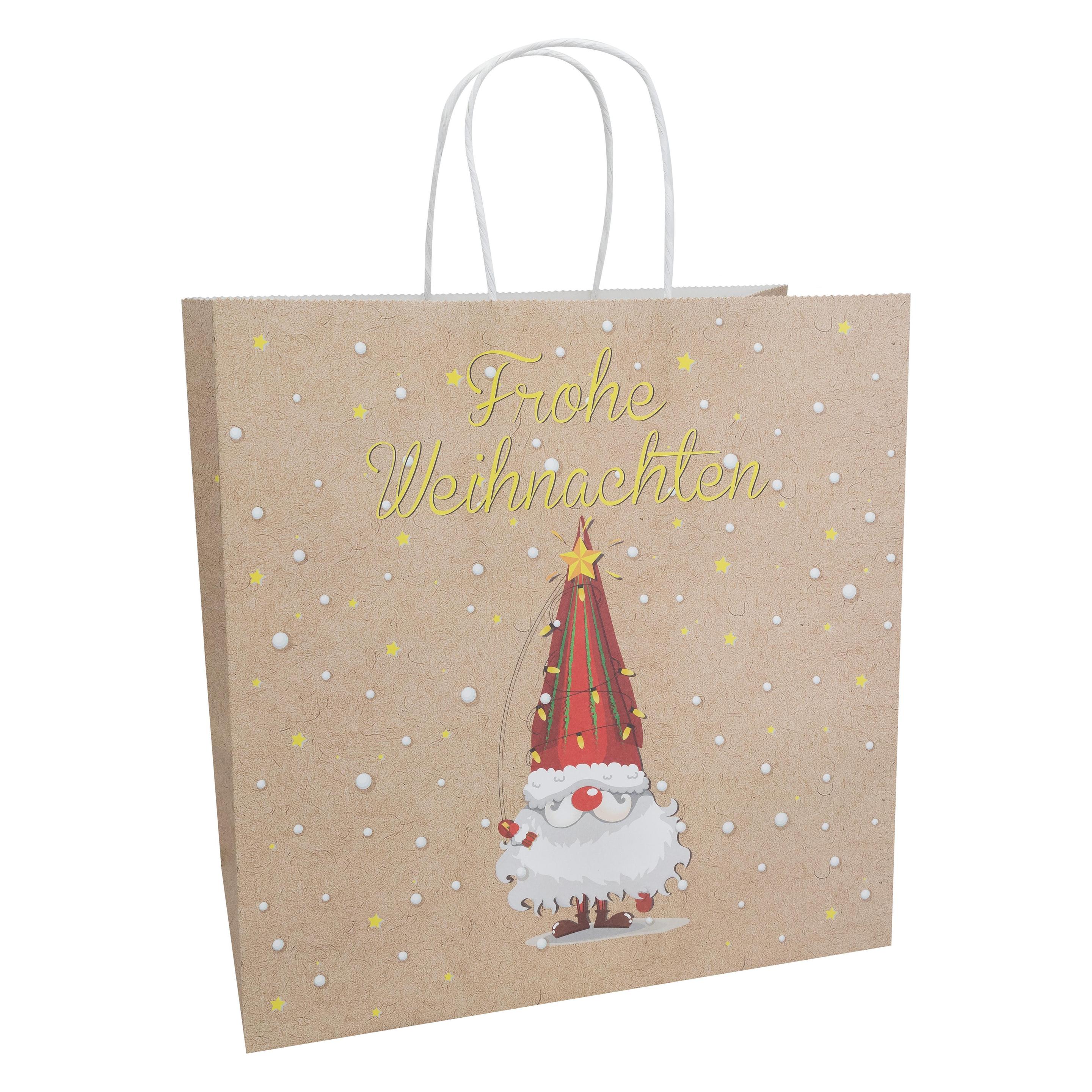 Idena Geschenktasche Frohe Weihnachten/Wichtel mehrfarbig 28x28x15cm (53361161)