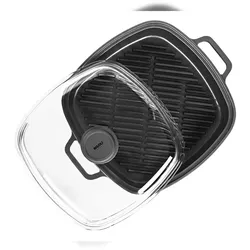 RISOLI' Dampf-Grillpfanne 26x26 cm, aus Aluguss, mit Deckel
