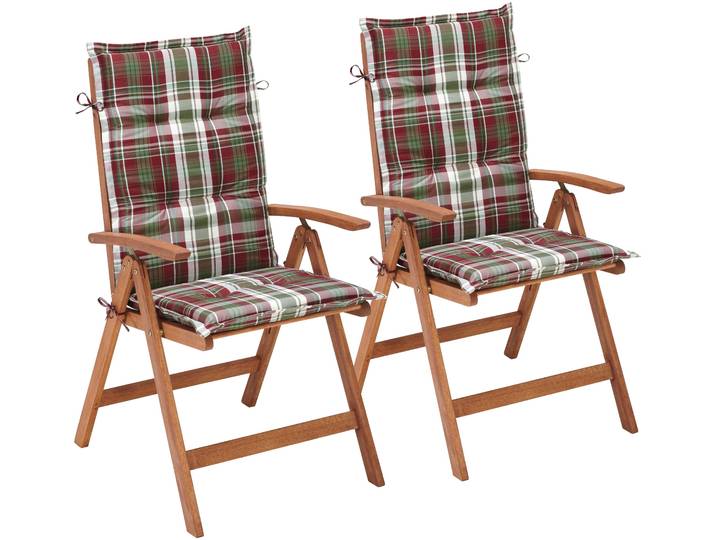 Gartenstuhl MERXX Borkum , braun, B:57cm H:107cm T:62cm, Massivholz, Stühle, Gartenstuhl, Eukalyptus, verstellbar, braun, inkl. Auflage