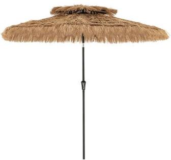 Costway 9 Feet Thatched Tiki Umbrella with 8 Ribs