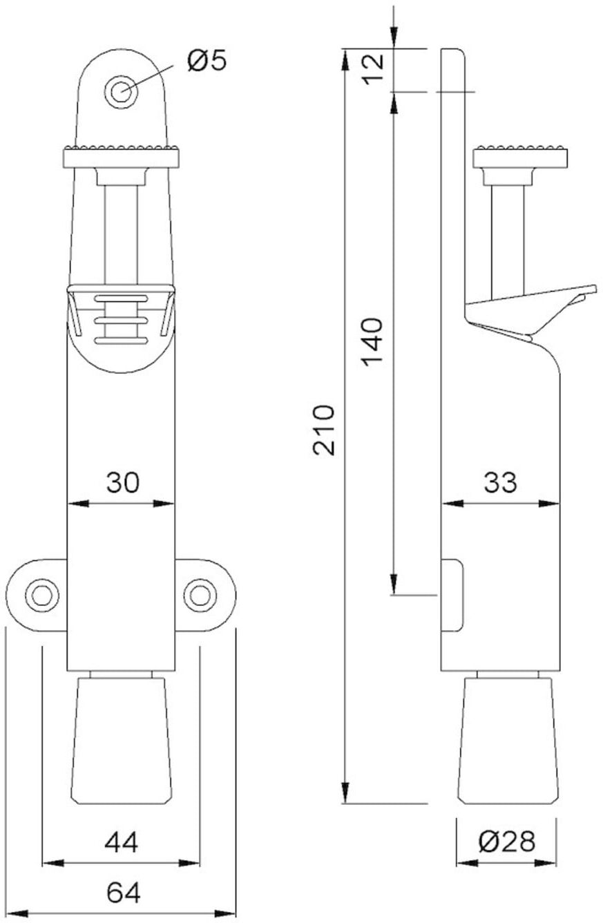 Türfeststeller 102802 STA silberf.lack.Hubh.50mm Türmontage KWS ; Woelm)