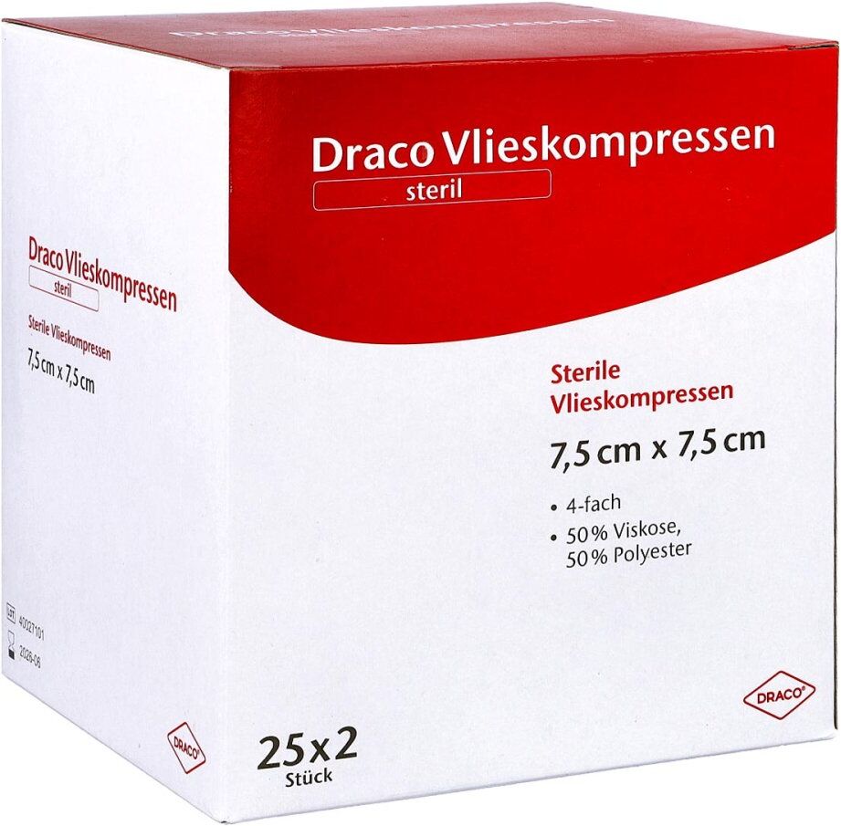 Vliesstoff-kompressen 7,5x7,5 cm steril 4fach