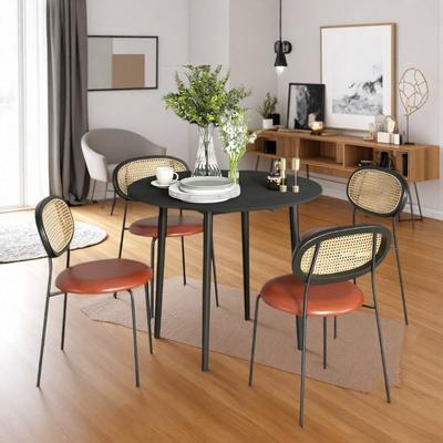 ZWYO HOSIMU "35"" Round Drop Leaf Dining Table, Small Folding Kitchen Table with Solid Wood Legs"