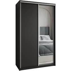 SCHWEBETÜRENSCHRANK TAVI 120/205/60 cm 2-türig mit Spiegel Schwarz