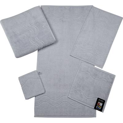 Seiftuch ROSS "Cashmere feeling", grau (chromfarben), B:30cm L:30cm, Frottier, Baumwolle, Handtücher, mit Wellen-Bordüre