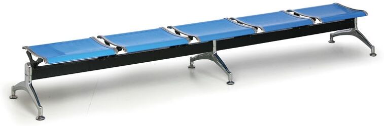 B2B Partner Wartezimmerbank, Traversenbank STRONG ohne Rückenlehne, 5 Sitzplätze, blau