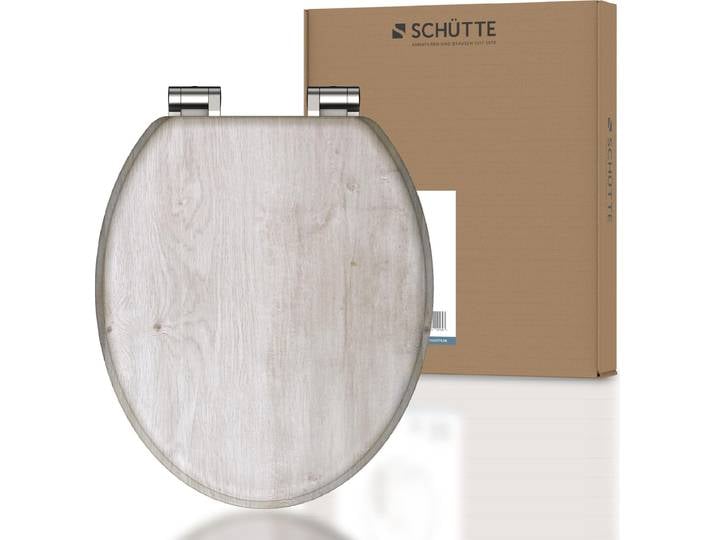 SCHÜTTE MDF WC Sitz LIGHT WOOD, Toilettendeckel mit Absenkautomatik und Holzkern, Klobrille, Toilettensitz mit Motivdruck