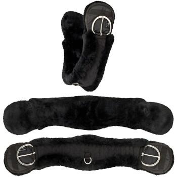 Equinate Western Mondgurt anatomisch Lammfell schwarz 85 cm
