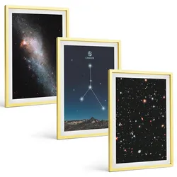 BILDER SET 3er Set - 40x60 cm Goldrahmen - Weltraumgalaxie-Konstellation Krebs