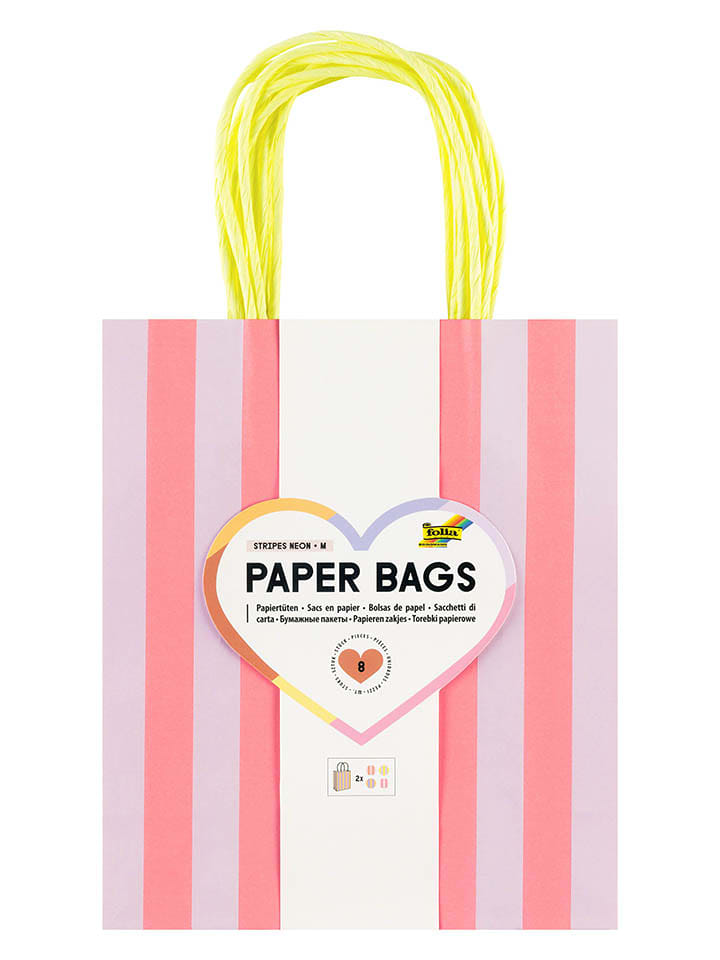 folia PAPER Papiertüten "M Stripes Neon" - ab 6 Jahren - onesize
