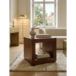 Couchtisch Dunkelbraun Massivholz Sheesham 50cm Landhaus-Stil