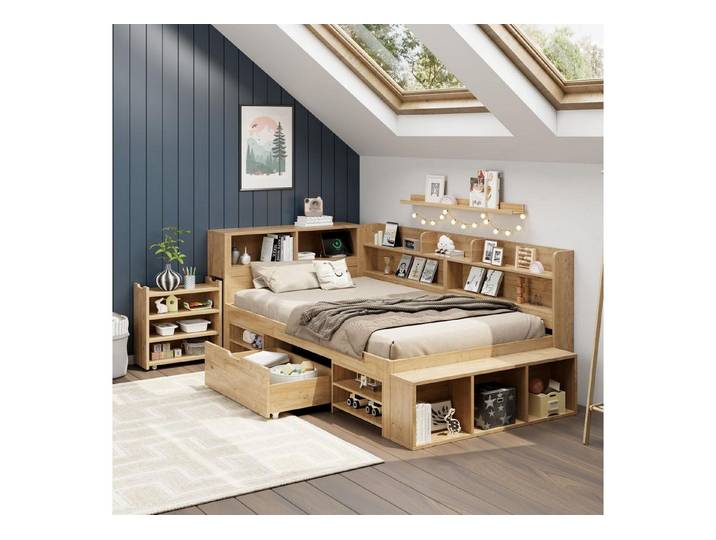 LuxusKollektion Stauraumbett Kinderbett 90x200 Multifunktion