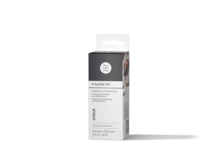 Cricut Transfert Infusible Ink\, 2 Feuilles\, Noir\, 30.5cm x 30.5cm\, idéal pour Une Utilisation avec la Presse à Chaud Cricut